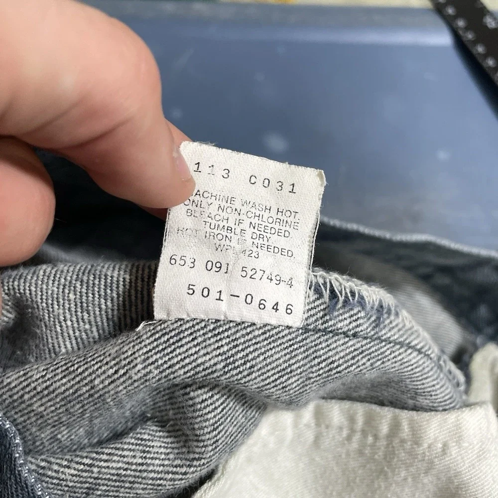 Vintage Levis 501 Jeans Mens 30x30 (fit 29x29) Black Gray Made in USA 90s Button